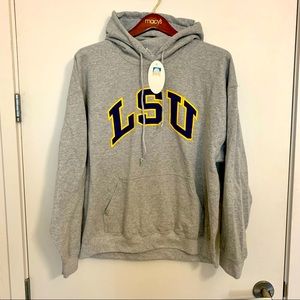 NWT Men's/Unisex LSU Hoodie Sweatshirt Grey Size XL Gildan Hoody Sweater